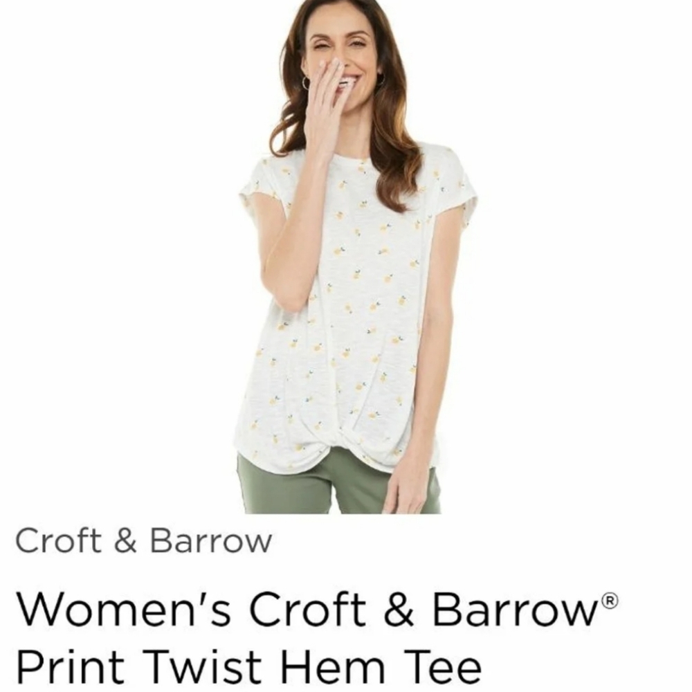 Croft & Barrow Twist Hem Tee Size Medium